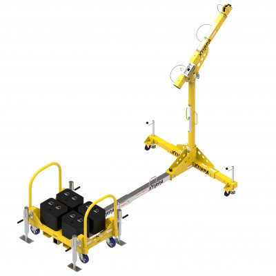 Counterweight 1200mm Arm Davit System c/w Fall Arrest Recovery Device, Man Riding Winch & Brackets