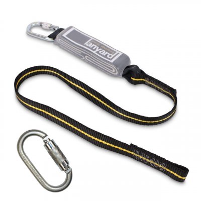 Fall Arrest Lanyard with shock absorber 1-2m - with Karabiner