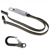 Fall Arrest Twin Leg Lanyard with shock absorber 1-2m - with Scaffold Hook