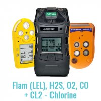 Specialist Multi Gas Monitor (Flam (LEL), H2S, O2, CO + CL2 - Chlorine)